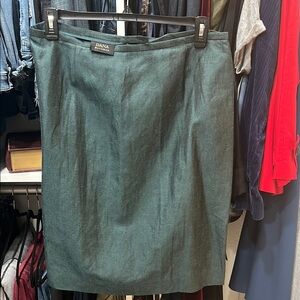 Dana Buchman Green Linen-Blend Pencil Skirt